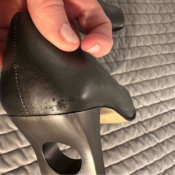 Proxy Spain square toe Heels. size 6.5. Grey metallic. Cut out circle‎ in heel. - Picture 11 of 12